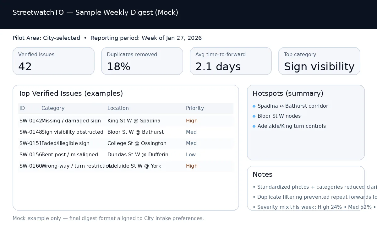 Sample weekly digest mock